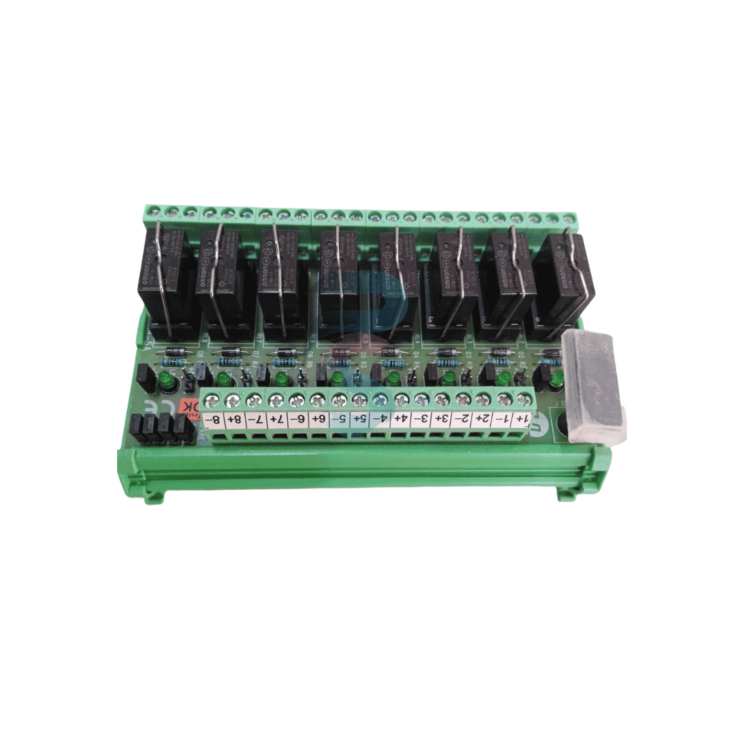 UL24D08-COB-5A, 8 Channel Relay Card, 24 Volt DC With OMRON G5Q Relay